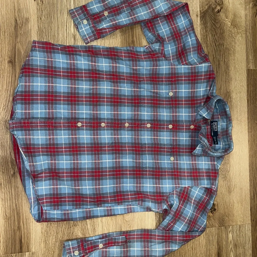 Polo by Ralph Lauren Blue and Red Casual Button Down Shirt